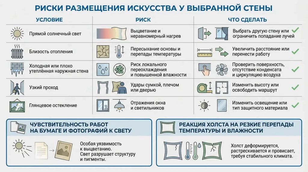 Риски размещения искуства у выбранной стены
